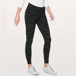 Lululemon Align High-Rise Pant 28” Inseam in Sequoia Camo Print Deep Coal Black